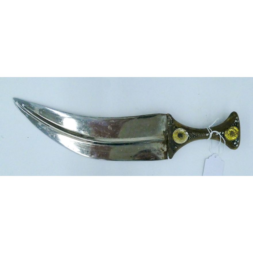 Old Yemen Jambiya Dagger on Embroidered Belt 14''