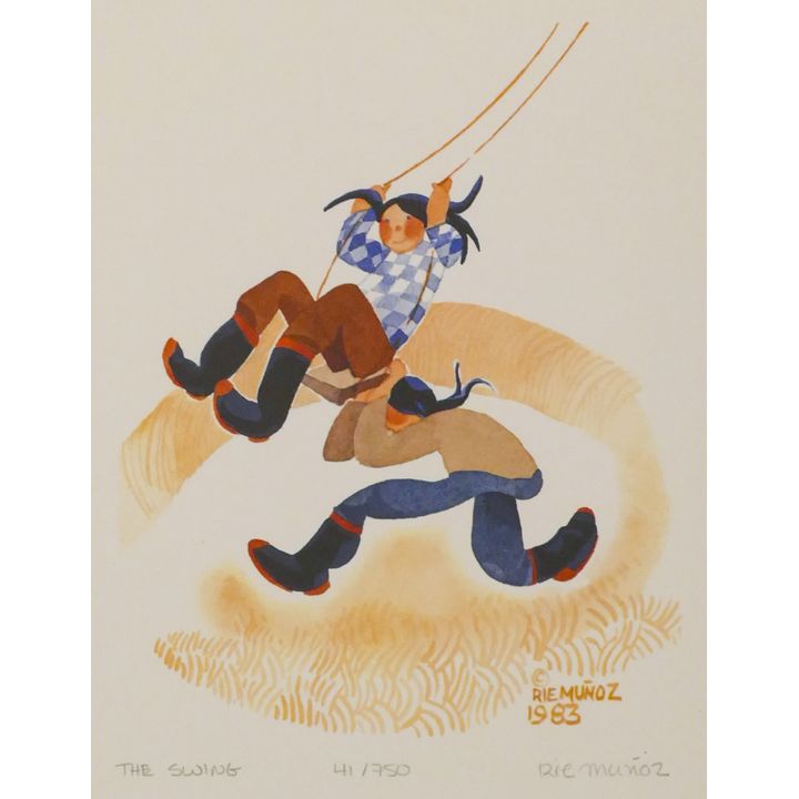 Rie Munoz ''The Swing'' 1983 Signed Print 12'' x 10'' Sheet.