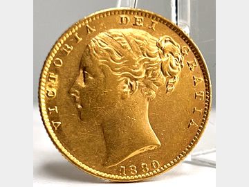 1880 VICTORIA YOUNG HEAD SYDNEY MINT SHIELD GOLD SOVEREIGN