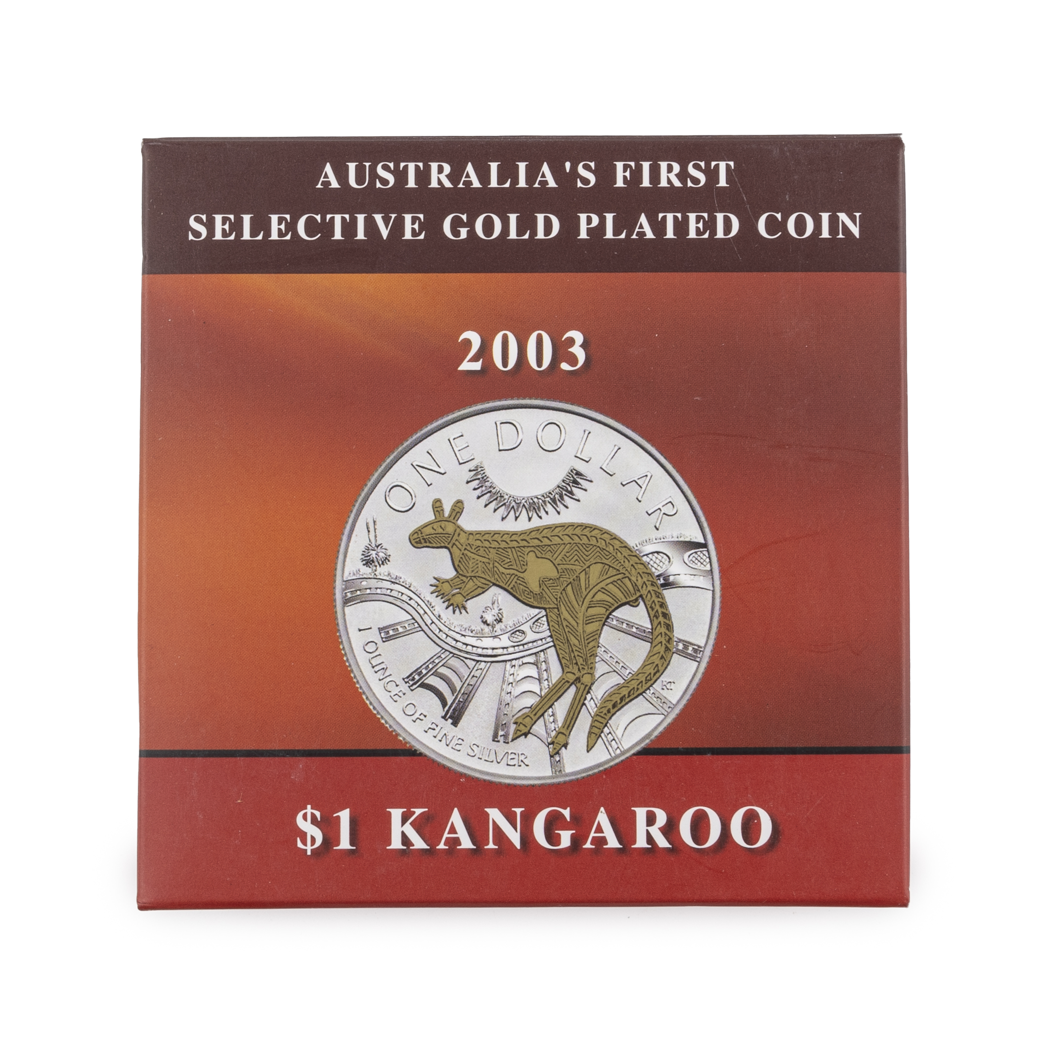 54 · Elizabeth II, 1oz Australia's First Selective Gold Plated Kangaroo, One Dollar, 2003,  FDC