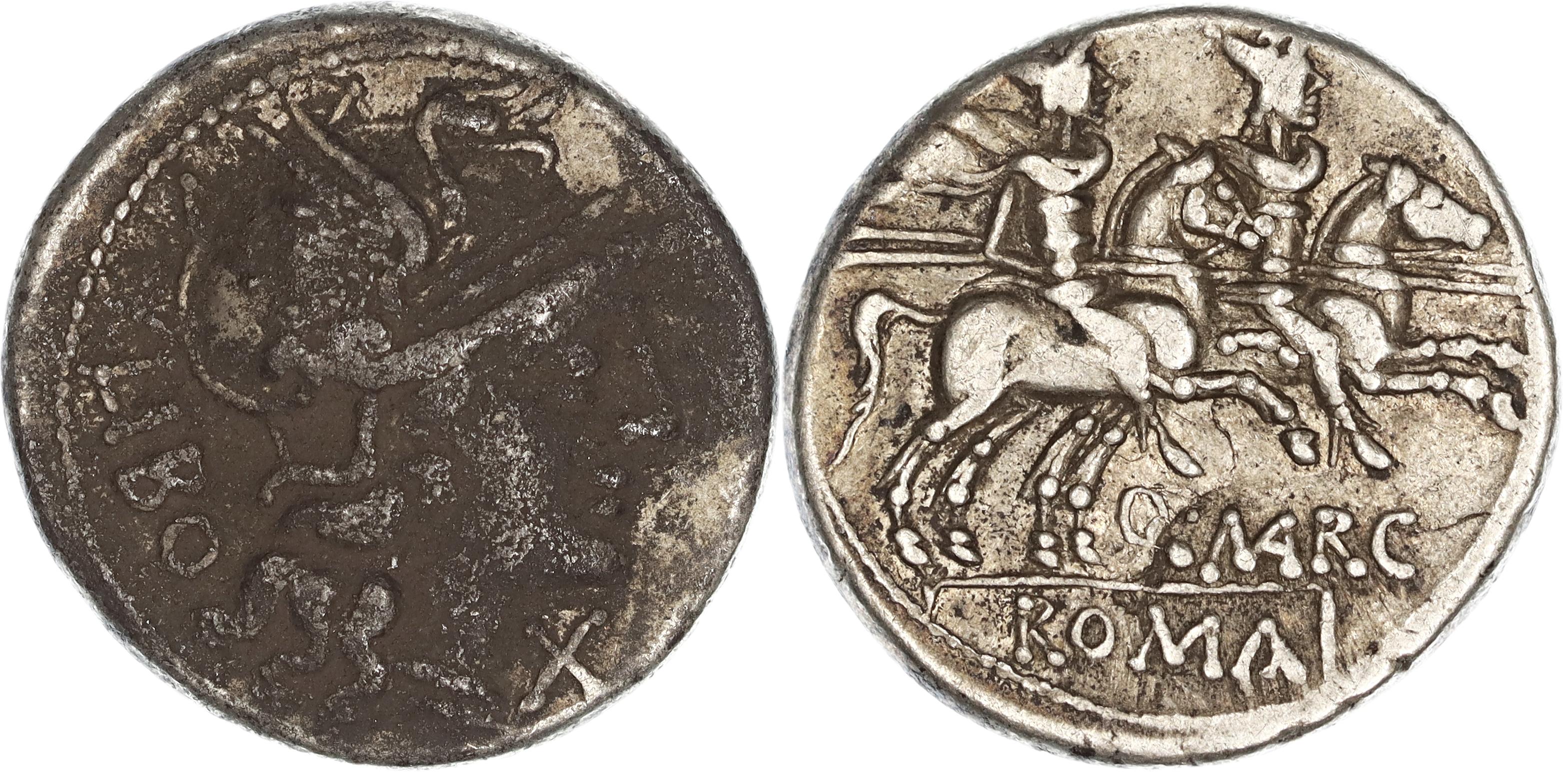 Roman Republic, Q. Marcus Libo, Silver Denarius, 148 BC, VF
