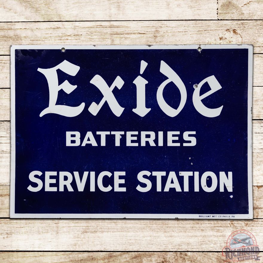 Exide Batteries Service Station Double Sided Porcelain Sign