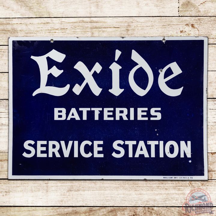 Exide Batteries Service Station Double Sided Porcelain Sign