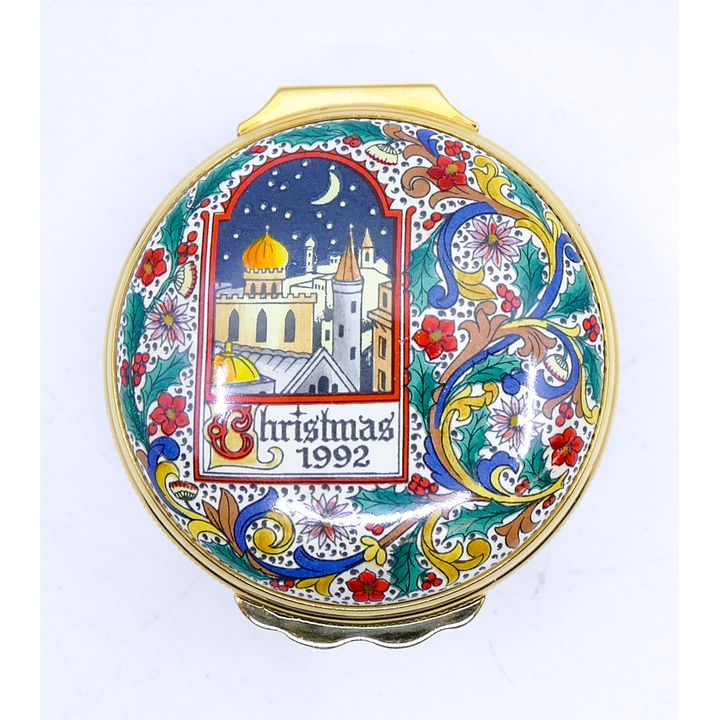 Halcyon Days Christmas 1992 Enameled Box 1'' x 1.5''
