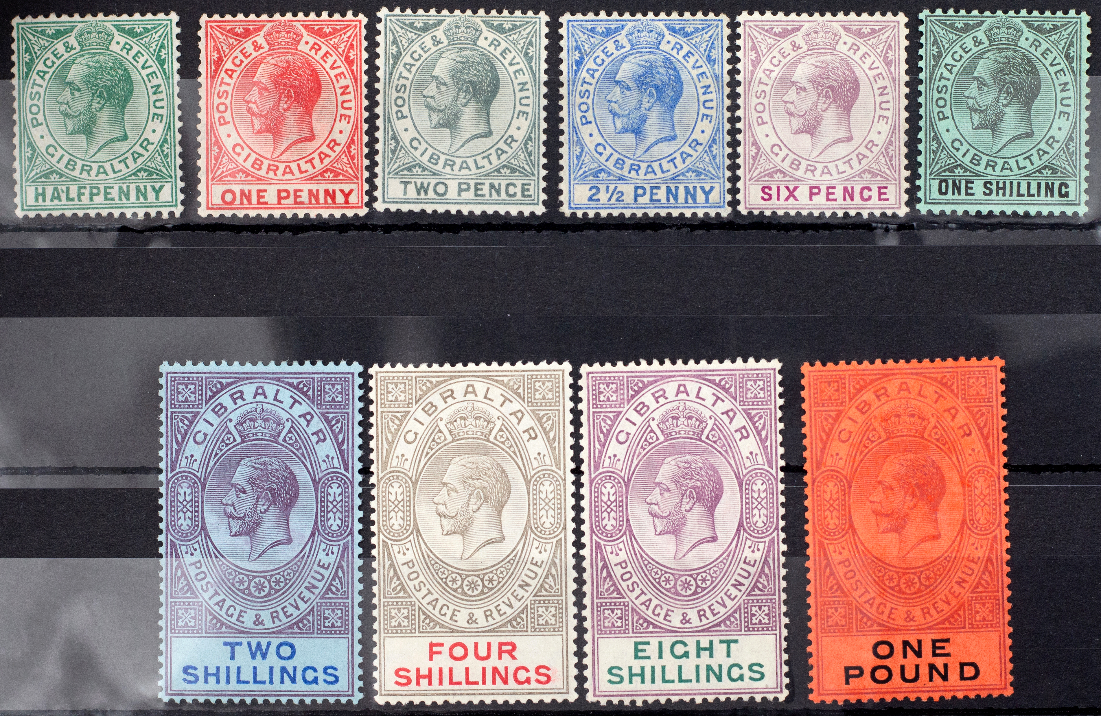 Gibraltar, KGV Definitives, 1912, Good