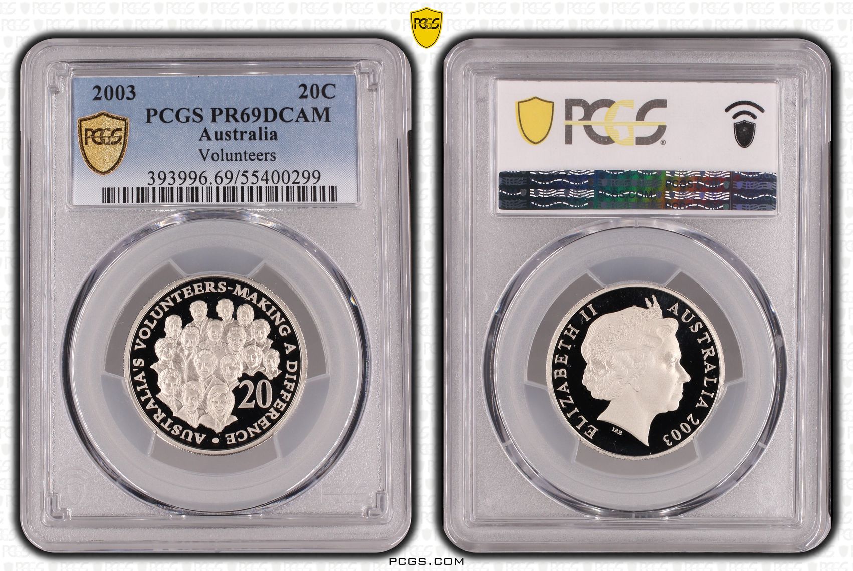Volunteers, Twenty Cent, 2003, PCGS PR69DCAM