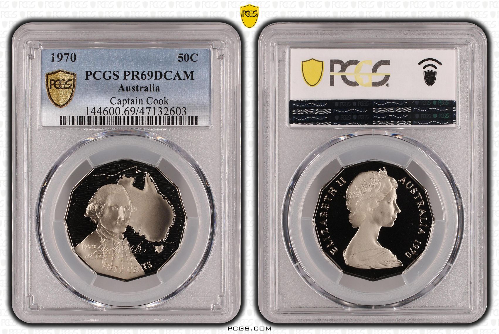 Elizabeth II, Captain Cook, Fifty Cent, 1970, PCGS PR69DCAM