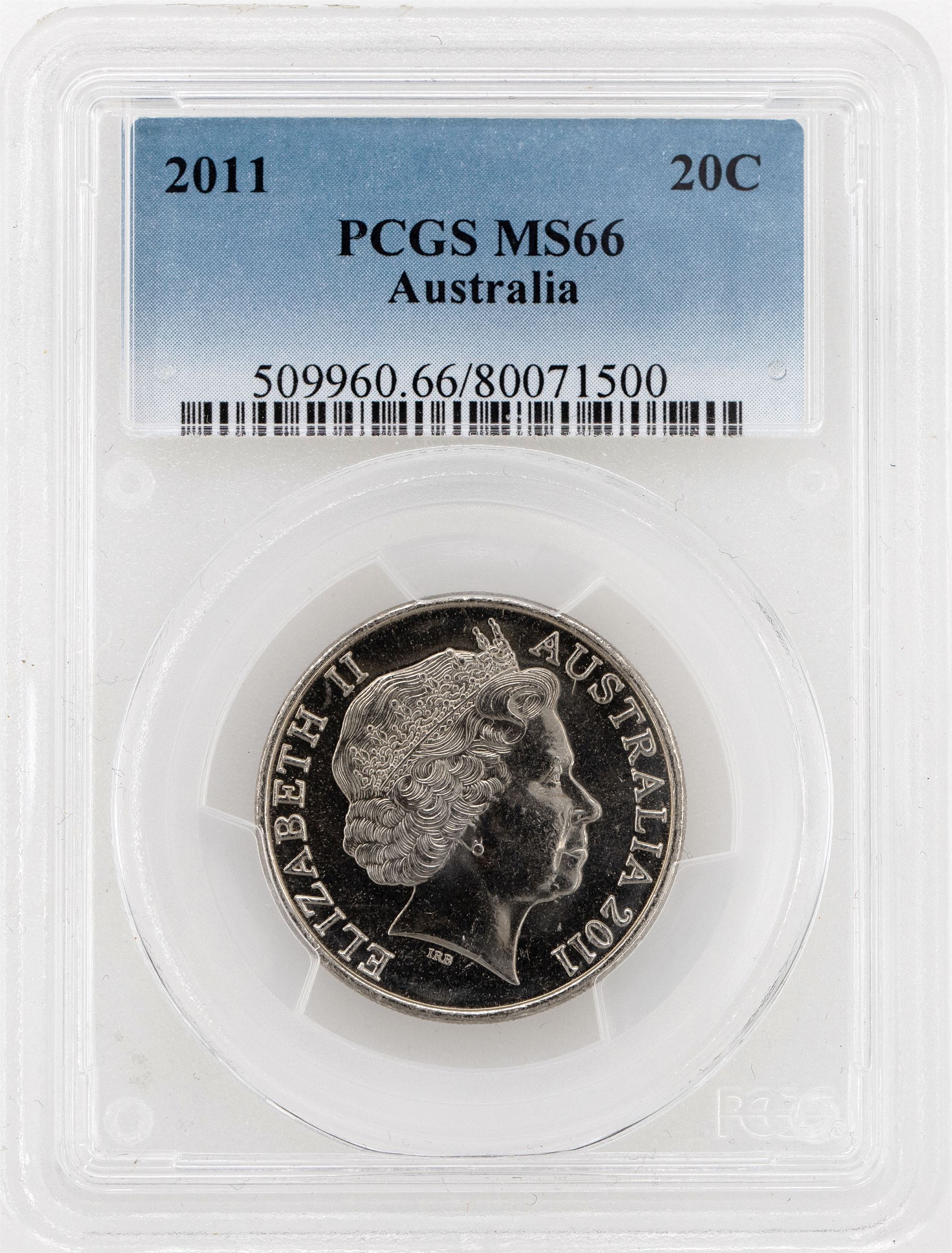 2011 Australia Twenty Cent, 20c PCGS - MS66 -500