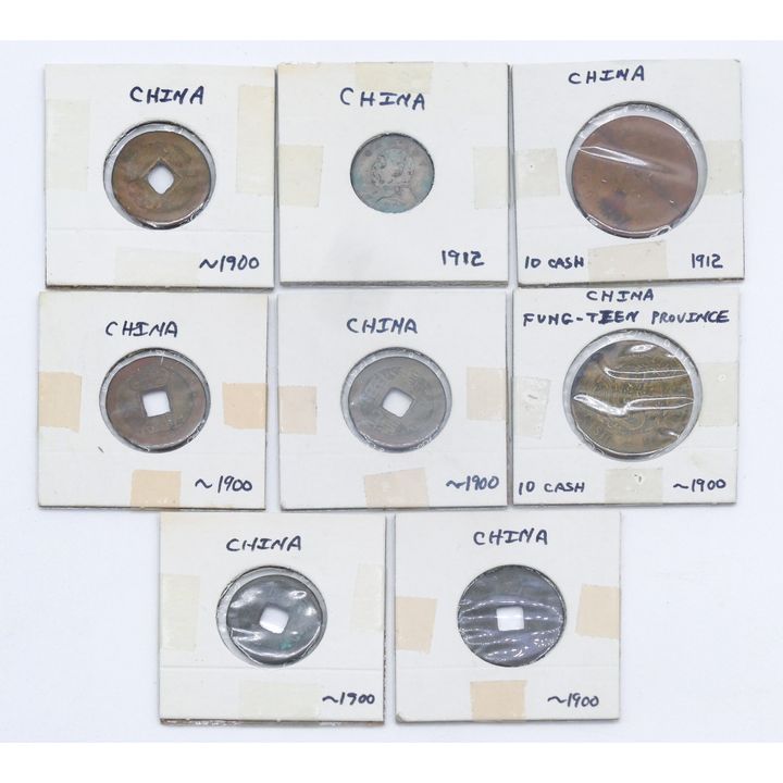 Box 8pc Antique China Coins in Flips