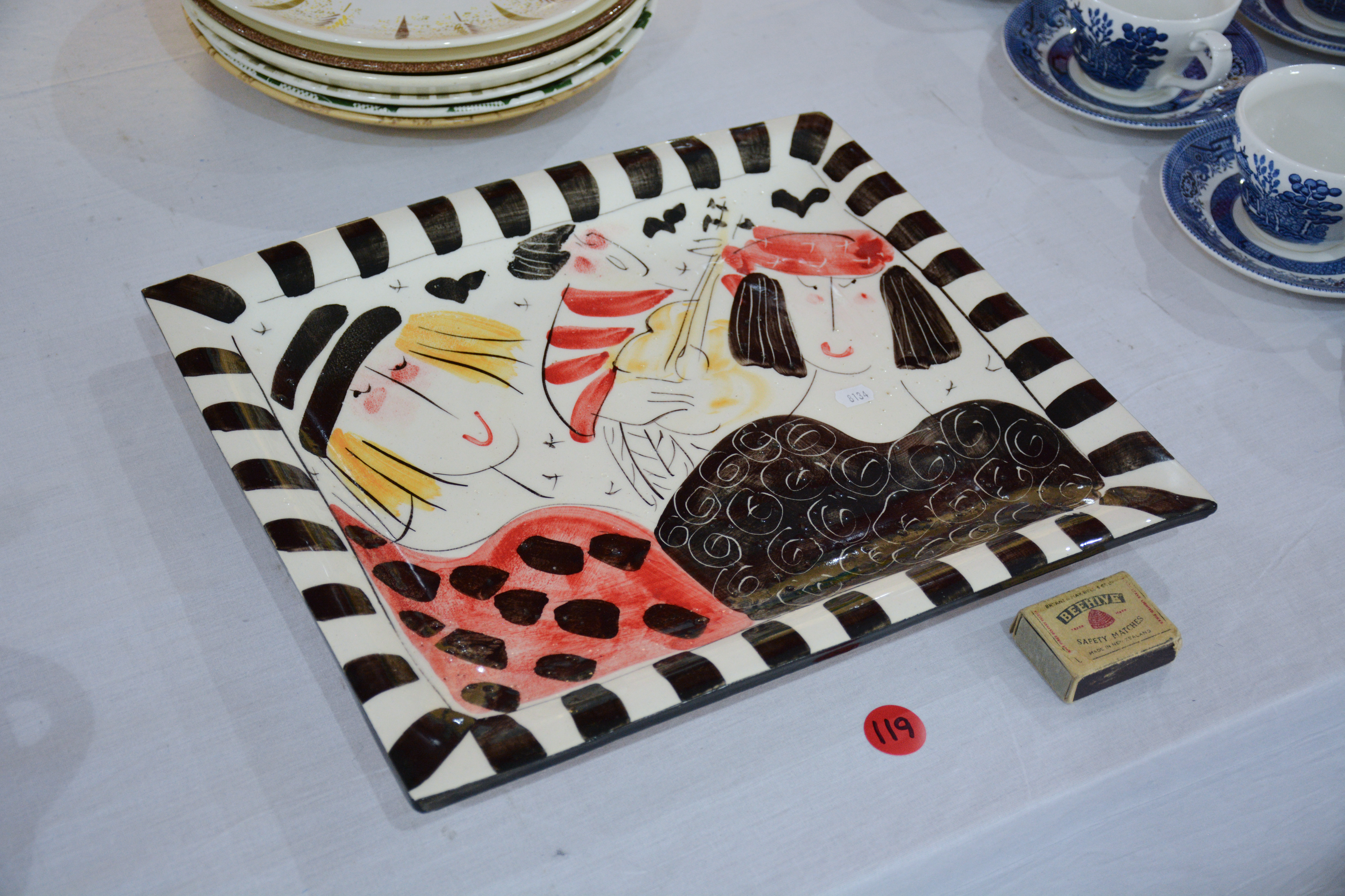 Quality Laughing Fish Studio Square Plate — sold at auction in New Zealand for $10