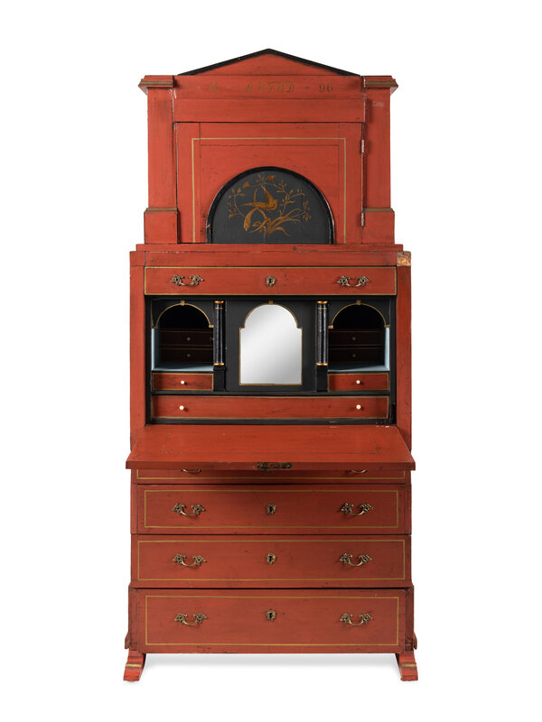 A North European Red-Painted Bureau Cabinet