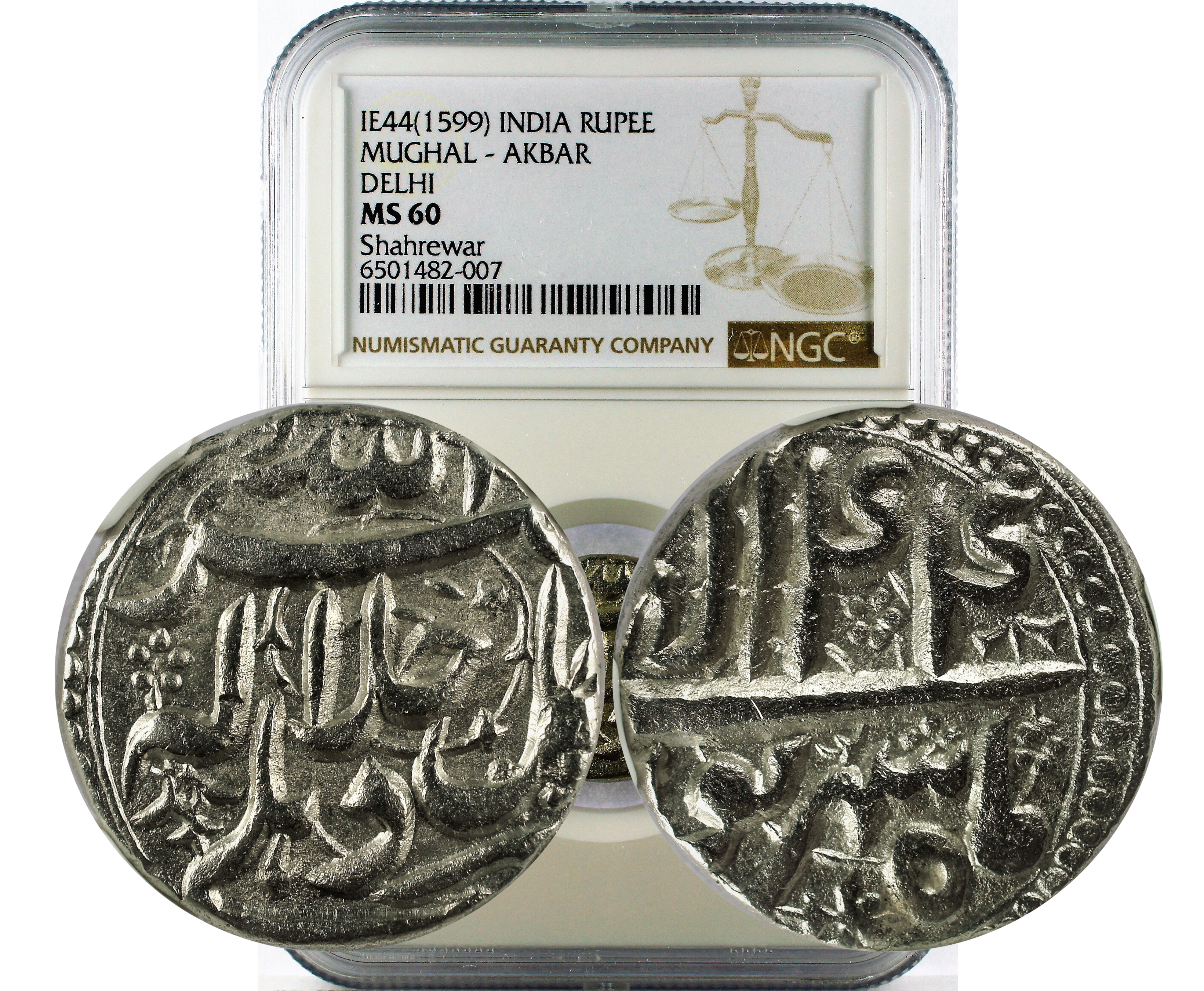 IE44(1599) INDIA MUGHAL - AKBAR DELHI RUPEE MS 60