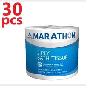 30 ROLLS MARATHON 2-PLY SINGLE ROLL BATH TISSUE