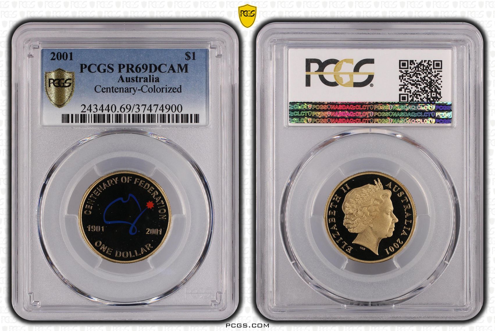 2001 Australia One Dollar, $1 Centenary-Colorized PCGS - PR69DCAM -900