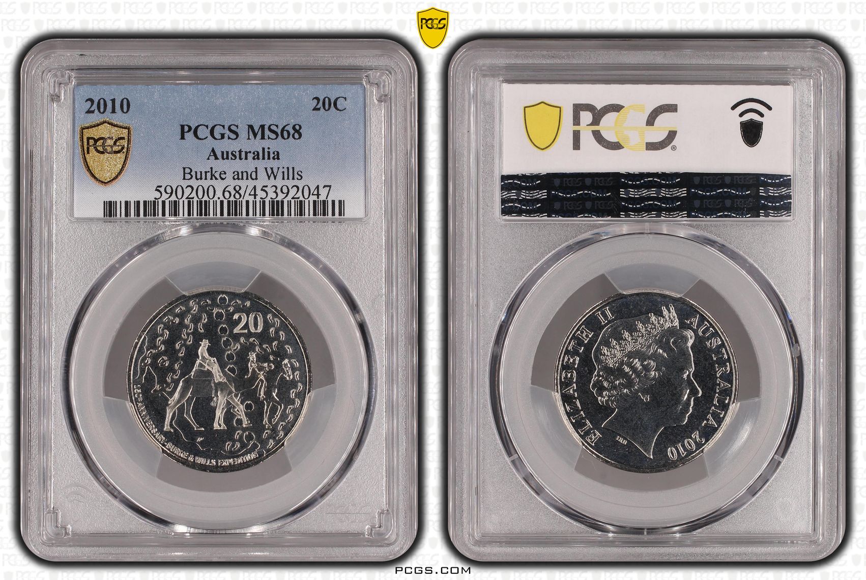 2010 Australia Twenty Cent, 20c Burke and Wills PCGS - MS68 POP 15/0 -047