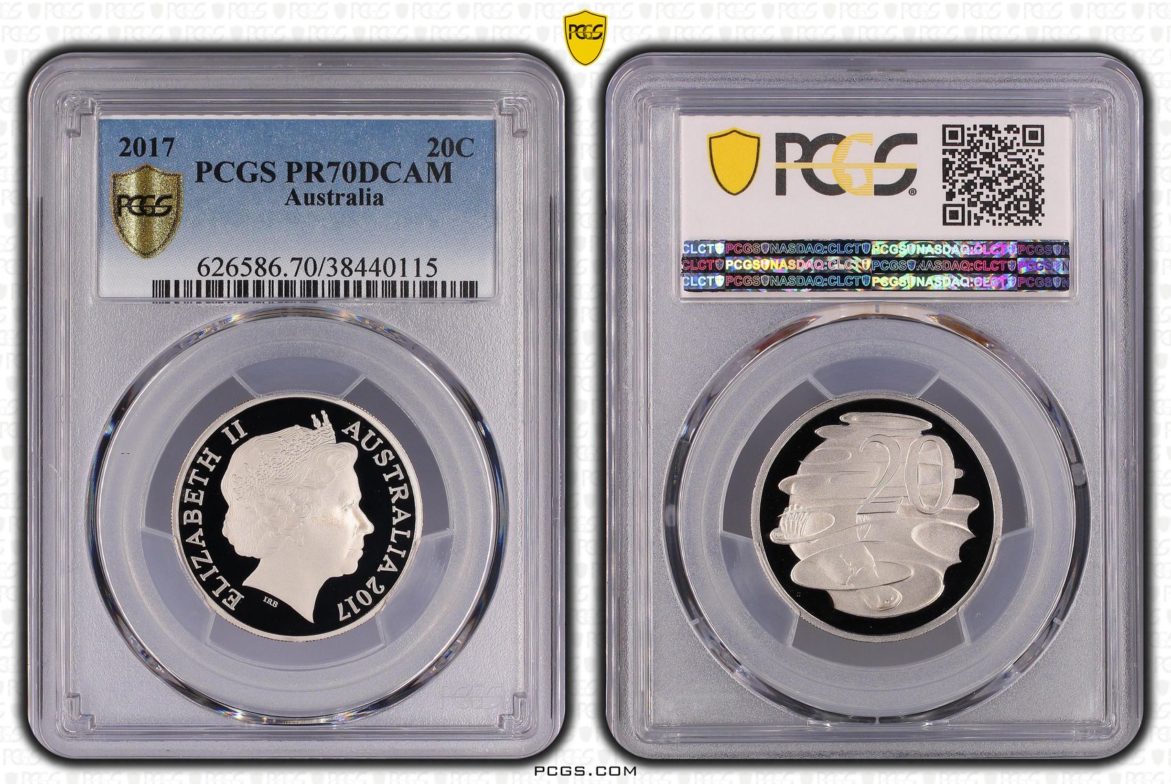 Top pop, Twenty Cent, 2017, PCGS PR70DCAM
