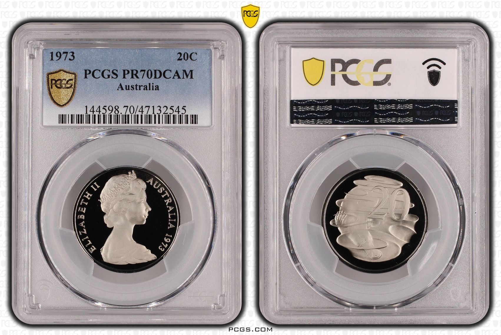 Elizabeth II, Pop 2/0, Twenty Cent, 1973, PCGS PR70DCAM