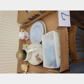 Slag Glass Container and Other Decorative Items