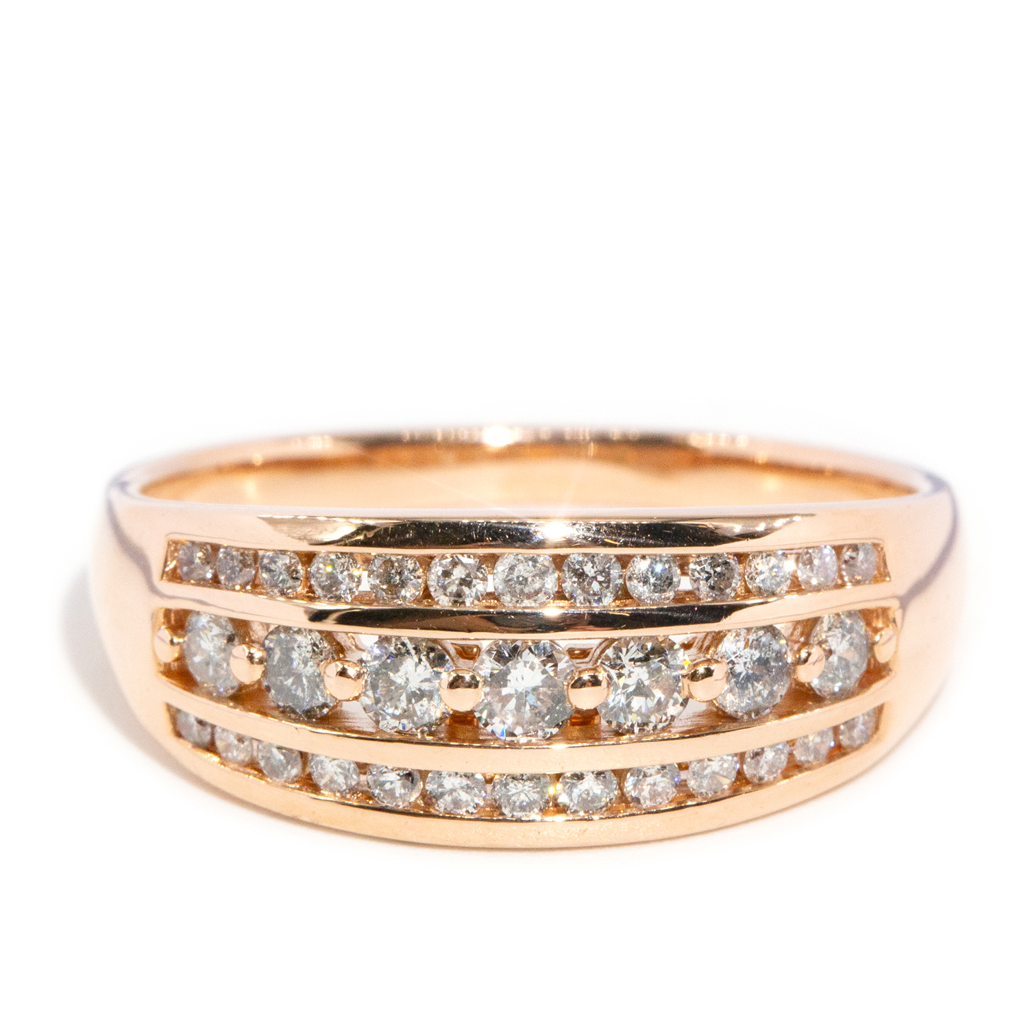 1.00ct Triple-Row Diamond Band in 10ct Rose Gold