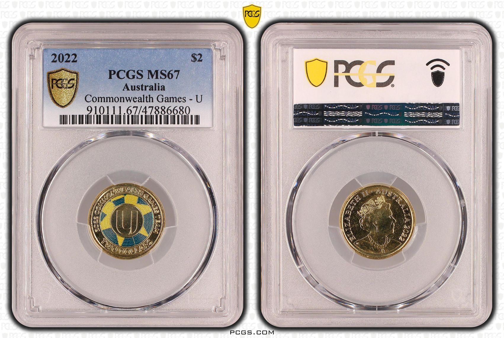 Elizabeth II, Commonwealth Games - U , Two Dollar, 2022, PCGS MS67