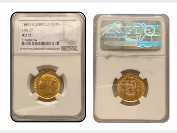 1884 VICTORIA SYDNEY MINT SHIELD SOVEREIGN AU55