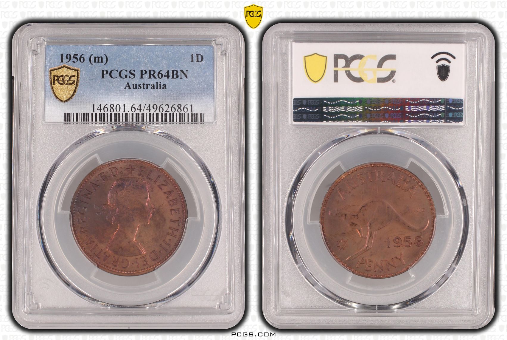 Elizabeth II, Penny, 1956 (m), PCGS PR64BN