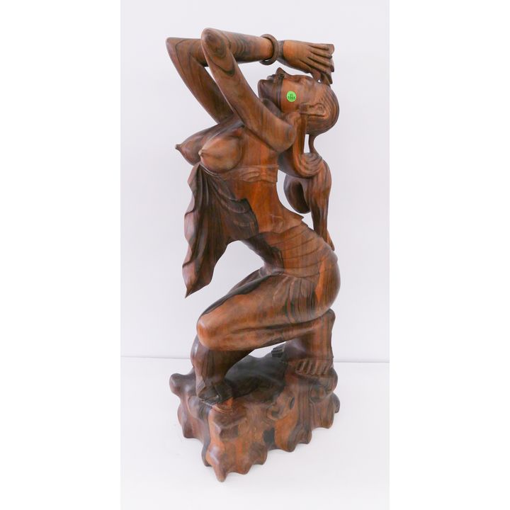 Balinese Carved Hardwood Nude Dancer Statue- 30x13''