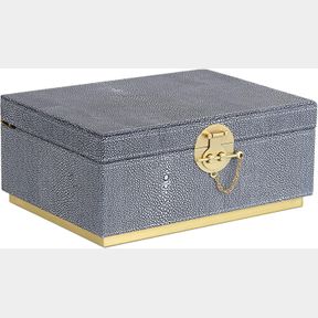 HOFFERRUFFER ELEGANT FAUX LEATHER DECORATIVE BOX, STORAGE JEWELRY BOX ORGANIZER, CLASSIC JEWELRY ACCESSORY ORGANIZER, GREY SHAGREE