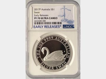 2017 AUSTRALIAN PERTH MINT SWAN 1 DOLLAR PF70 UCAM TOP POP!