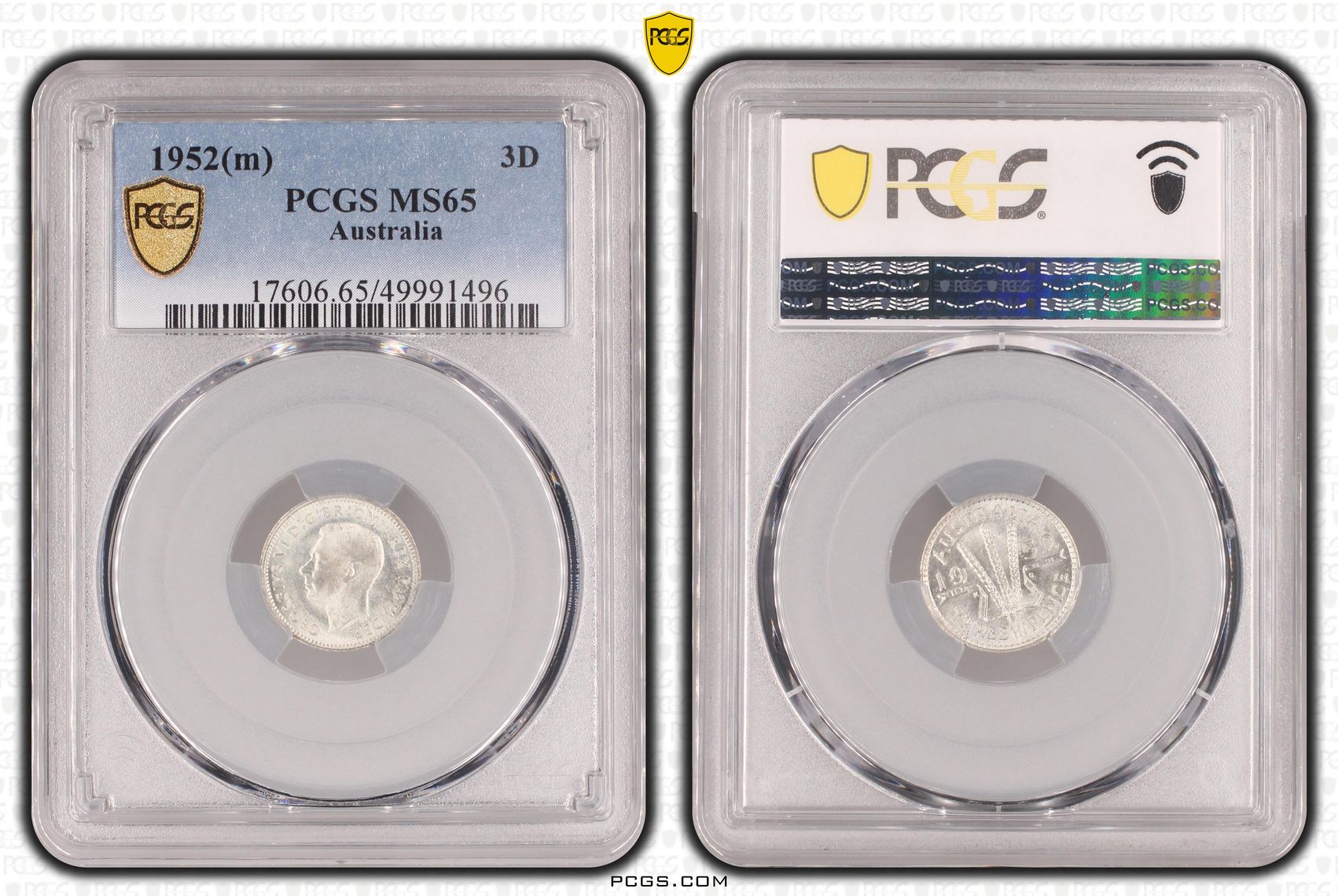 George VI, , Threepence, 1952(m), PCGS MS65