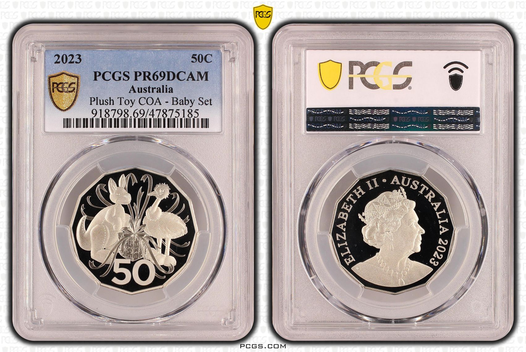 Plush Toy COA - Baby Set, Fifty Cent, 2023, PCGS PR69DCAM