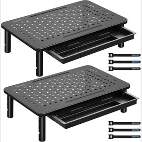 BONTEC METAL MONITOR STAND WITH DRAWER (2 PACK)