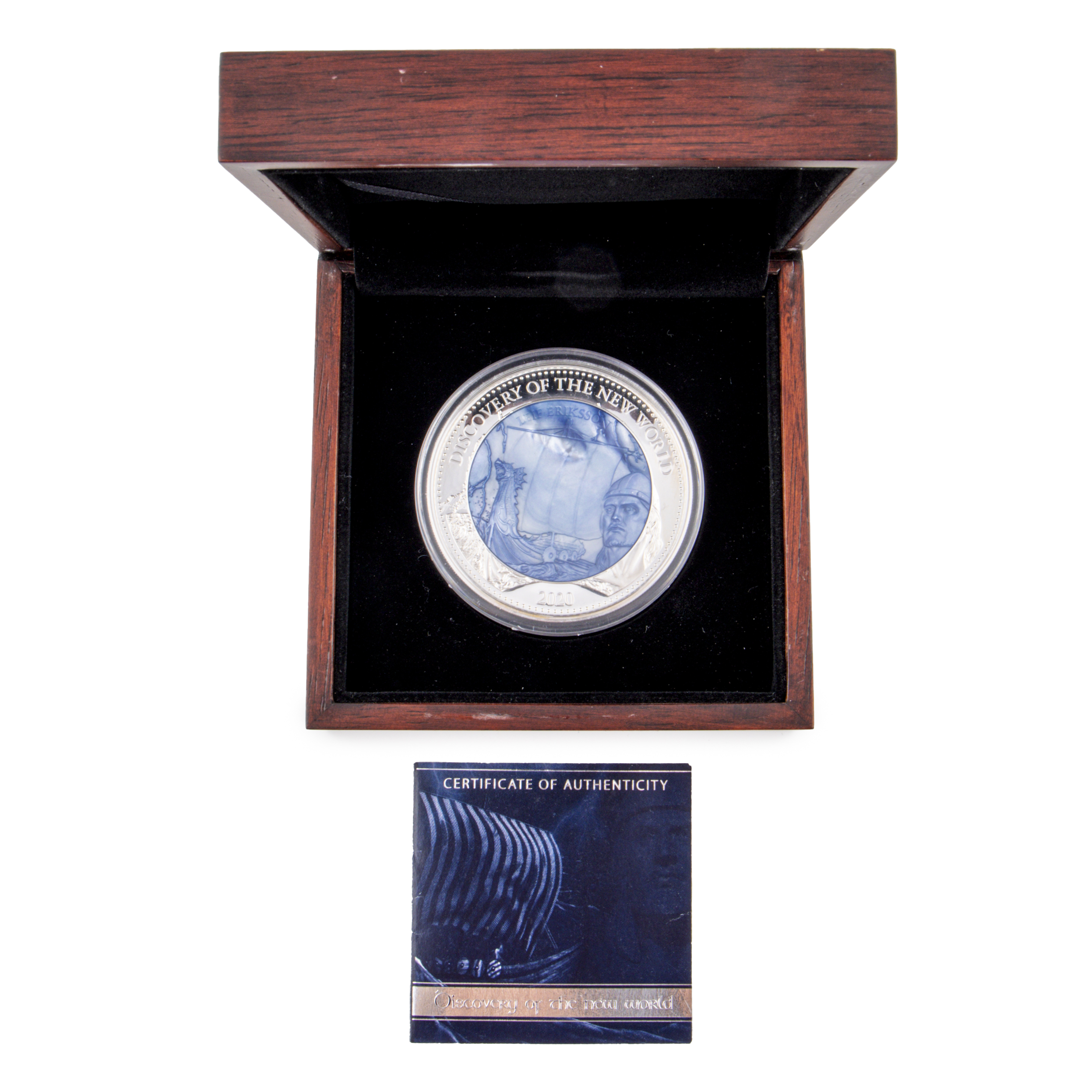 85 · Elizabeth II, 5oz Silver Proof Discovery of the New World, Twenty Five Dollar, 2020,  FDC