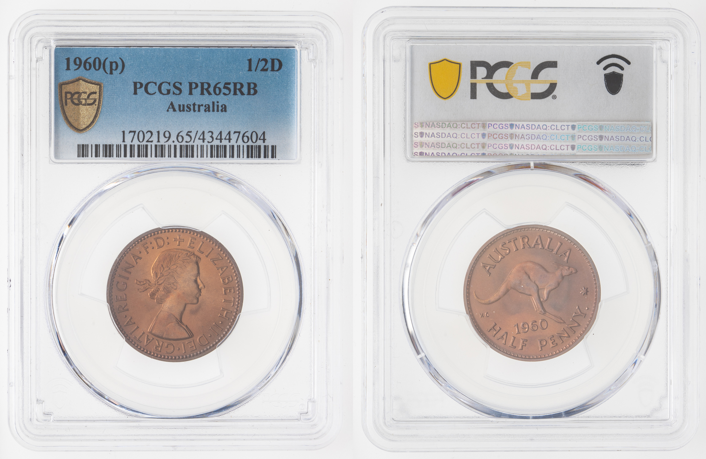Elizabeth II, Top Pop 5/0, Halfpenny, 1960-Y., PCGS PR 65RB