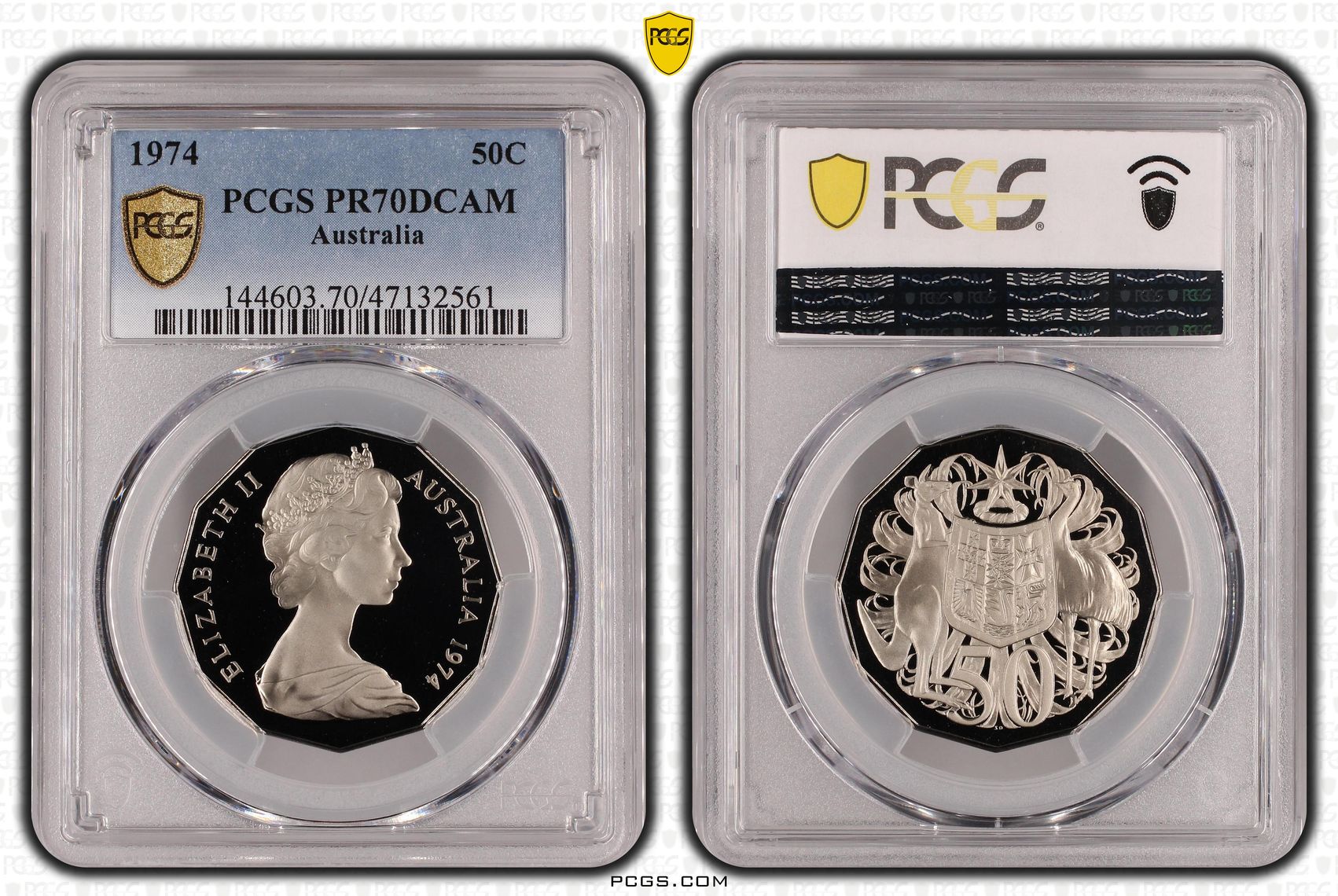 Elizabeth II, Pop 2/0, Fifty Cent, 1974, PCGS PR70DCAM