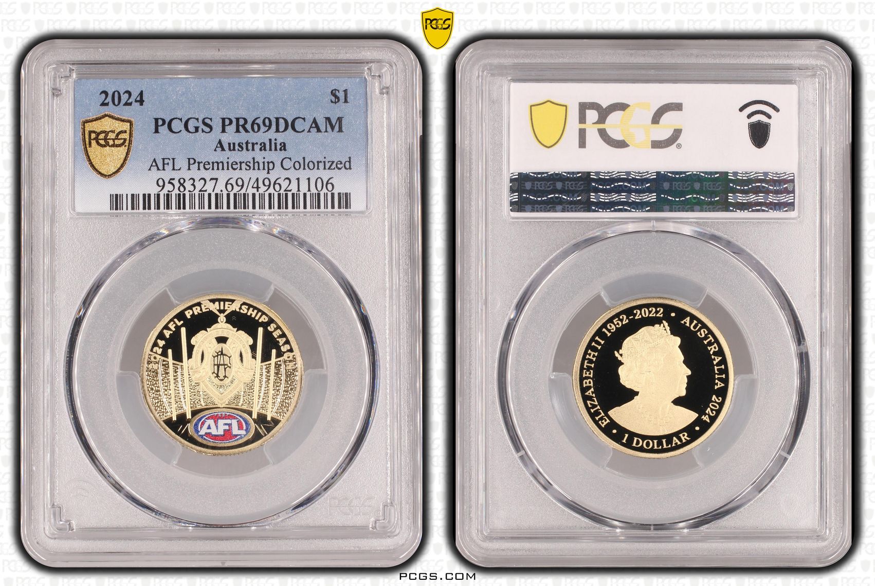 AFL Premiership Colorized , One Dollar, 2024, PCGS PR69DCAM