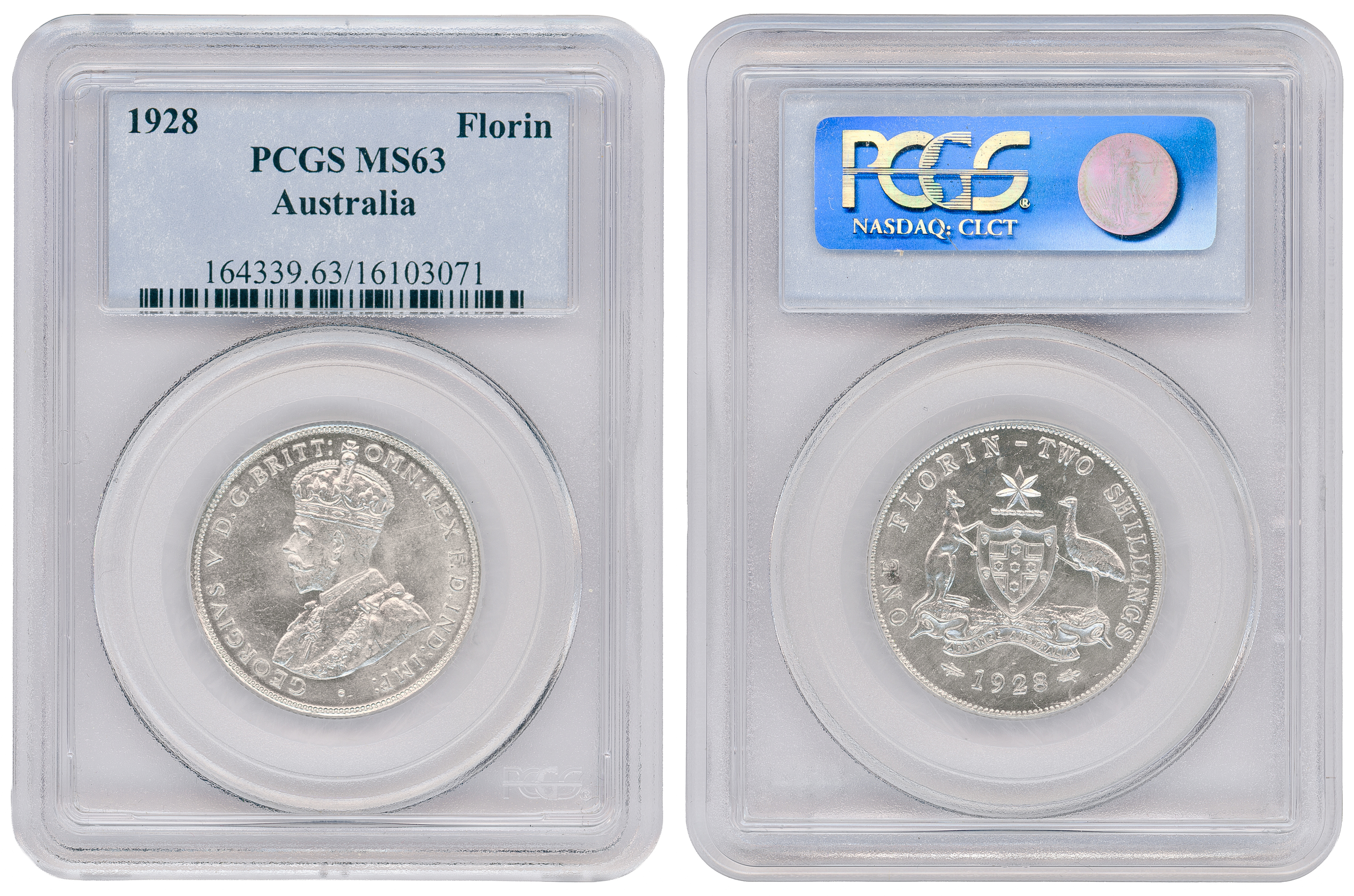 George V, Florin, 1928(m), PCGS MS63