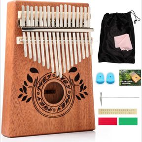 CARRYING BAG KALIMBA 17 KEYS THUMB PIANO WITH STUDY INSTRUCTION AND TUNE HAMMER, PORTABLE MBIRA SANZA AFRICAN WOOD FINGER PIANO FO