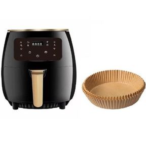 6L Digital Roaster Air Fryer with Paper Liners Black |