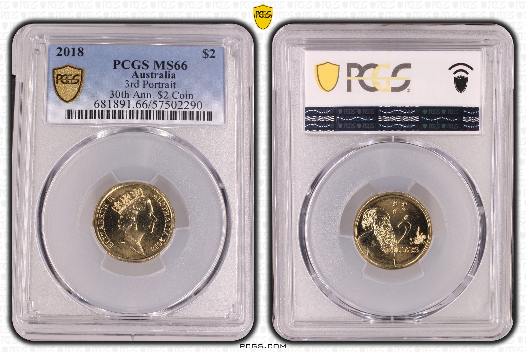 3rd Portrait 30th Ann. $2 Coin, Two Dollar, 2018, PCGS MS66