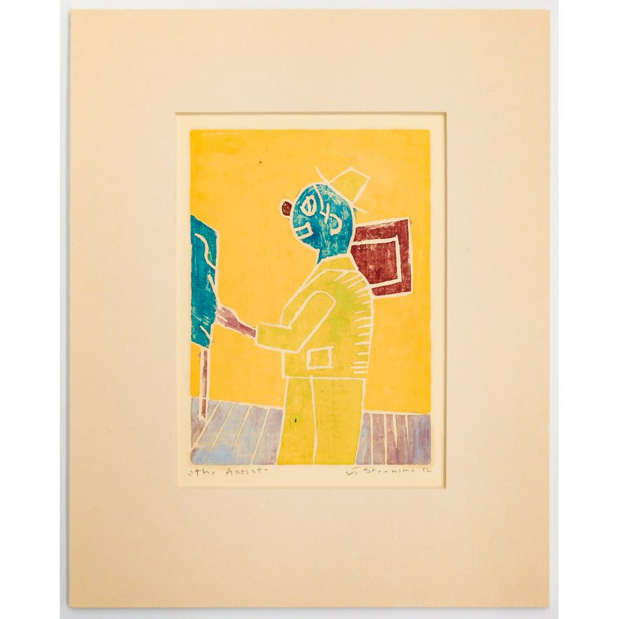 Jay Steensma ''The Artist'' Signed 1992 Monotype Matted 12.5''x10''