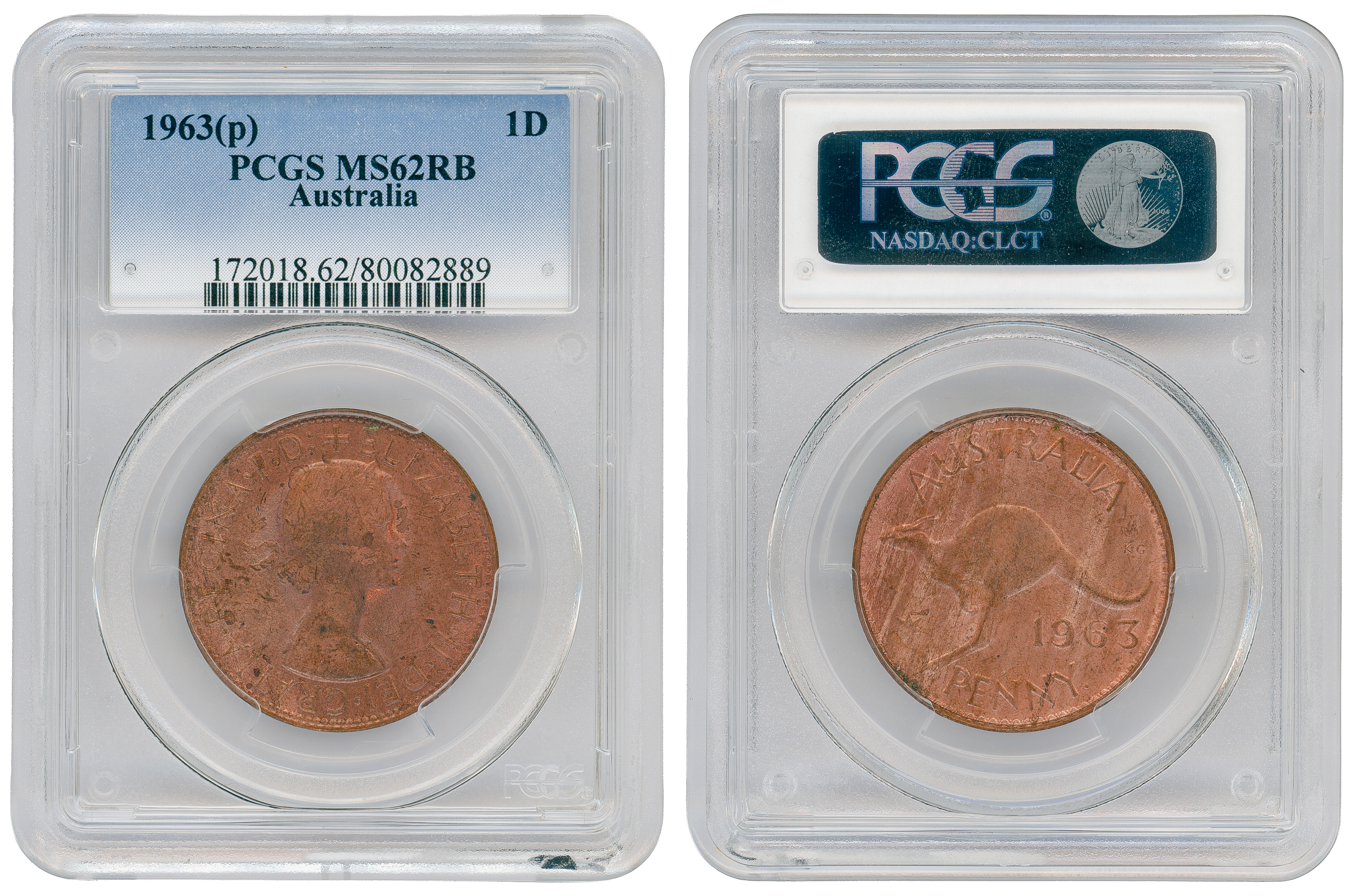 Elizabeth II, Penny, 1963-Y., PCGS MS62RB