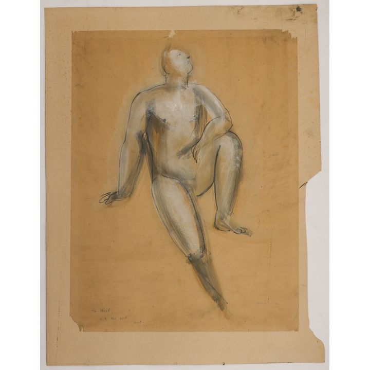 Arthur Hall Smith ''Seated Figure'' 1955 Tempera on Paper