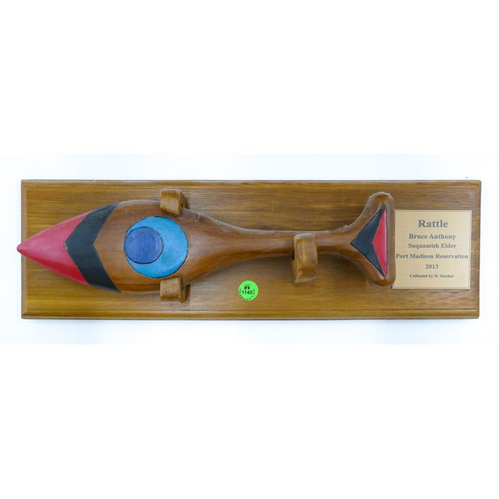 Bruce Anthony (Suquamish) Paddle Form Rattle 2013 Cedar