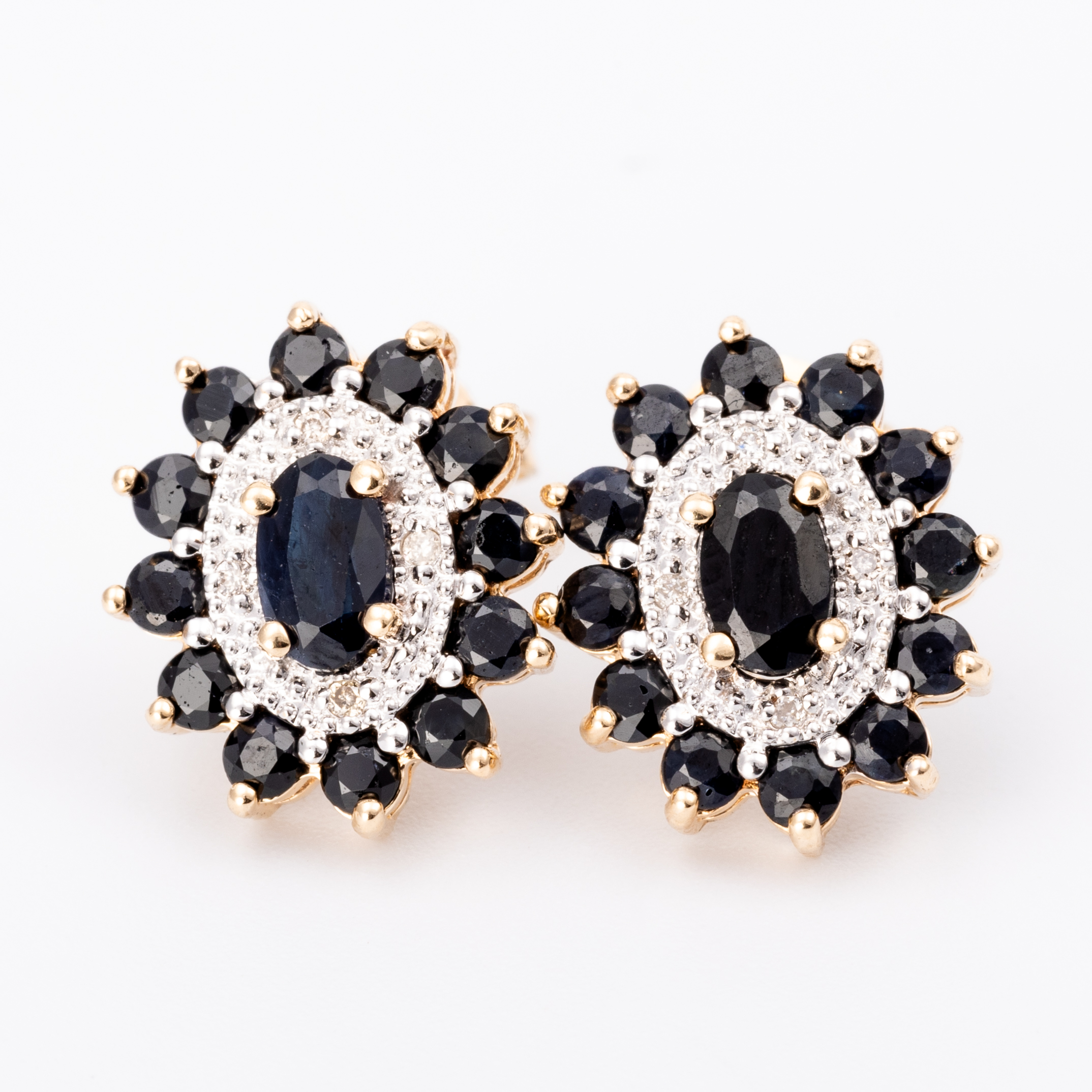 347 · Sapphire & Diamond Cluster Studs 9ct Gold