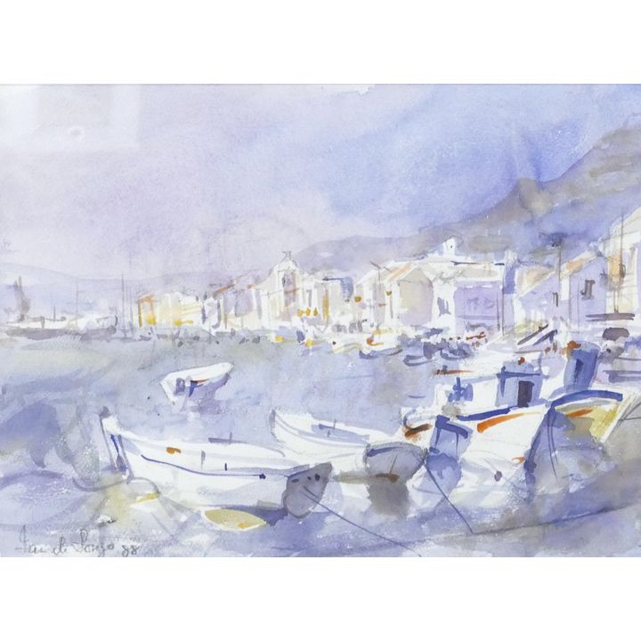 Ian de Souza ''Greece'' 1988 Watercolor on Paper Framed 17''x21''