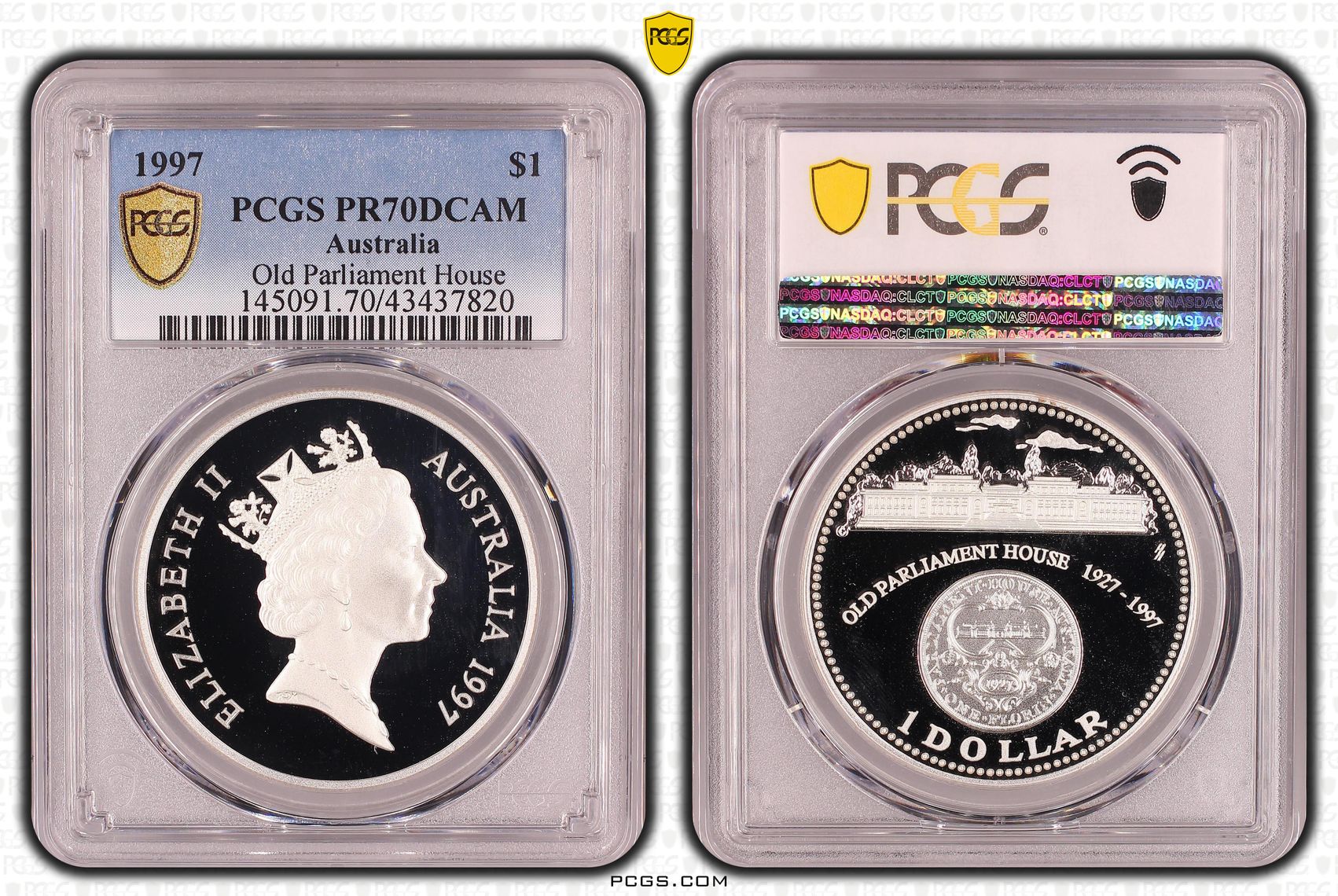1997 Australia One Dollar, $1 Old Parliament House PCGS - PR70DCAM POP 20/0 -820