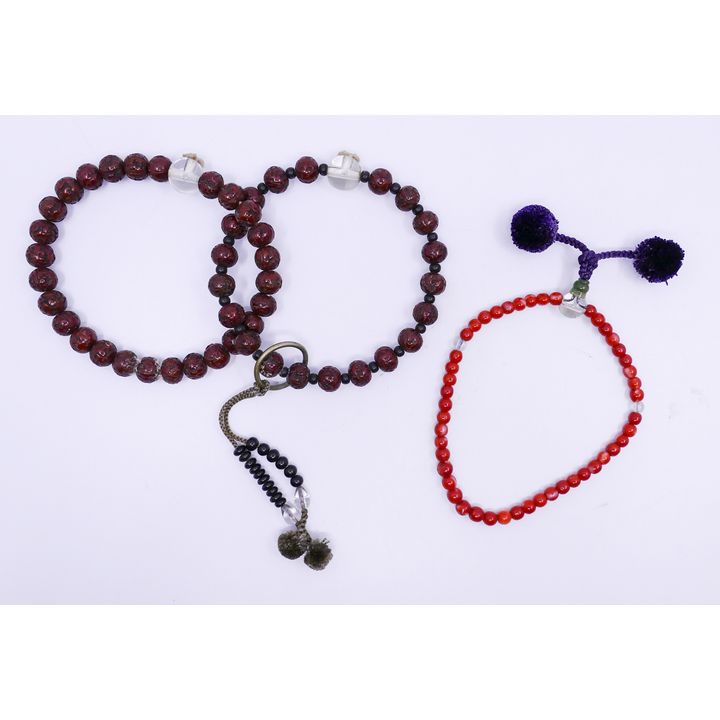 Box 3pc Old Chinese Prayer Bead Bracelets