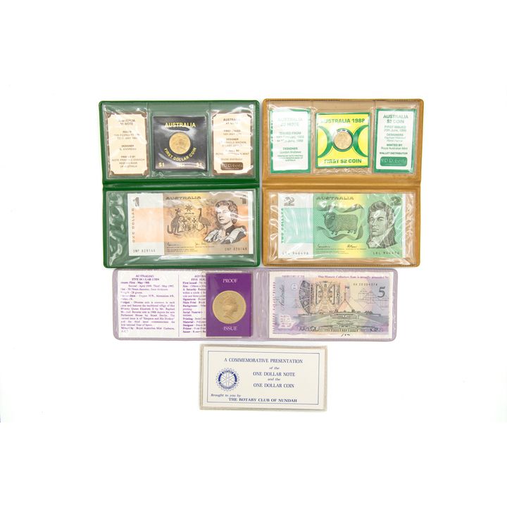 Elizabeth II, Last / First, One Dollar - Five Dollars, 1984 - 1988,  UNC