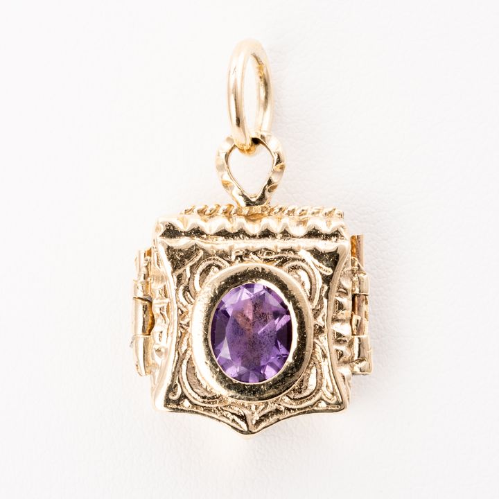 Amethyst Shield Locket 9ct Gold